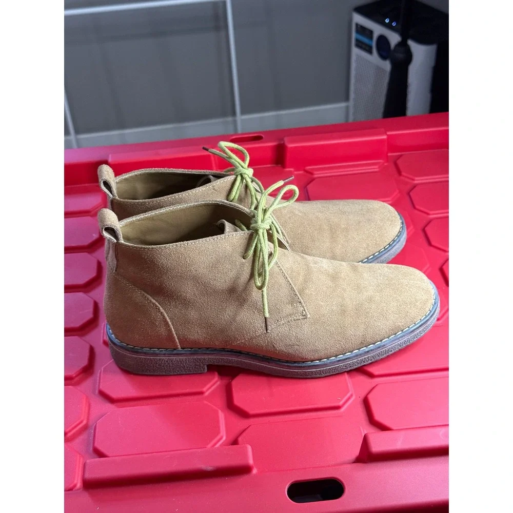 GH Bass & Co Pearce Mens Tan Suede Chukka Boots Size 8 D Desert Lime Green Laces